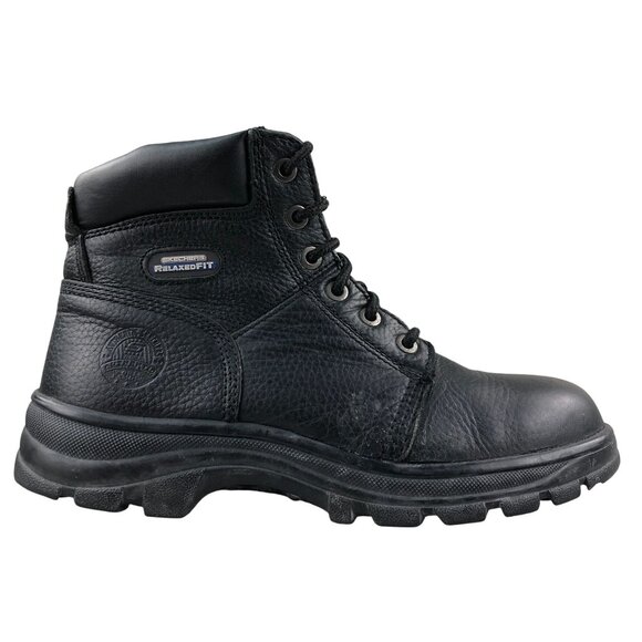 Skechers Men\'s Size 8 Workshire Black Leather Steel Toe Safety Work Boot 77009 main image 4